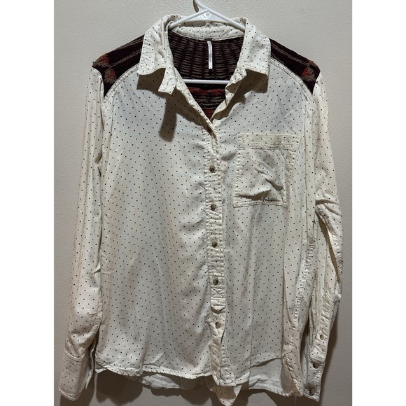FREE PEOPLE Women's Sage Button Wool Blend Shirt‎ Size S - Ivory - Picture 3 of 8